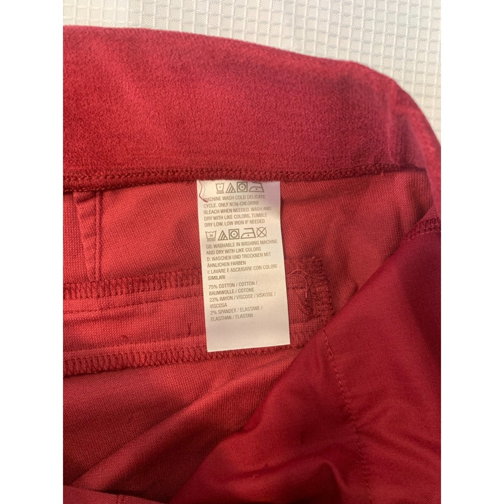 (G-218) Denim & Co Stretch Velvet Pull-On Pants Cranberry Petite Large NWT QVC - Picture 7 of 10